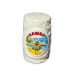 Vintage Hawaii 50th State Salt Shaker w/Hula Girl Iridescent 2”x3”